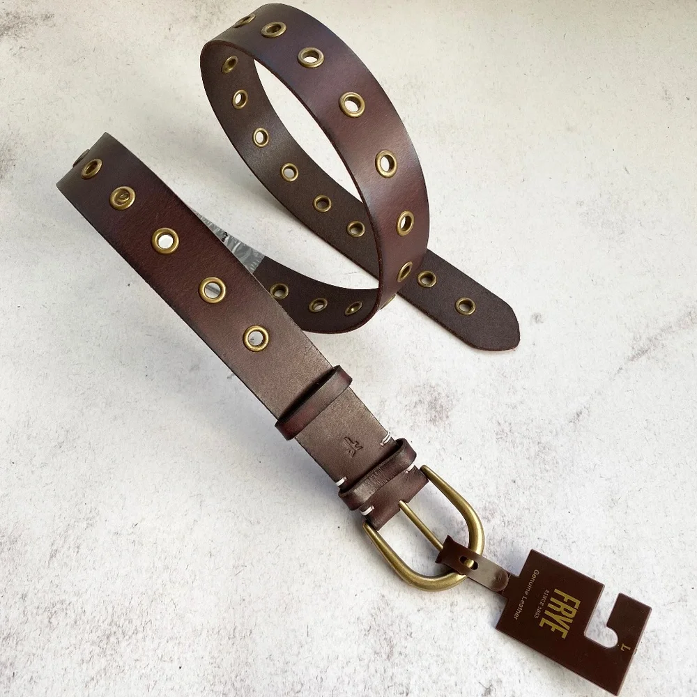 NEW Frye Grommet Leather Belt